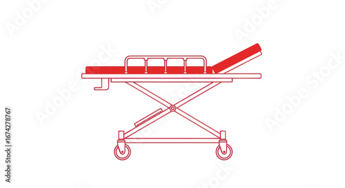 Detailed illustration of a portable medical stretcher for hospital emergencies and clinical use