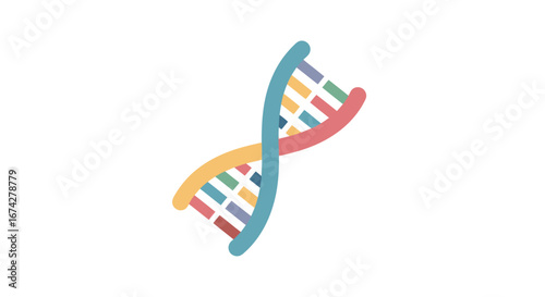 Artistic representation of a dna helix strand with minimalist design elements and vivid colors