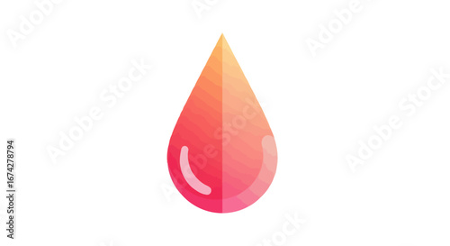 Gradient teardrop illustration with smooth color transitions and subtle highlights, isolated on