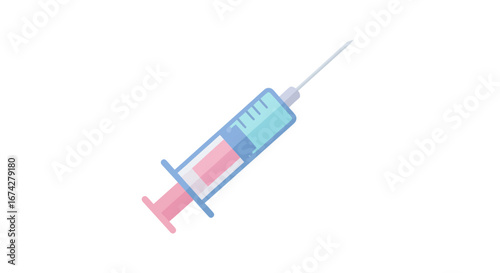 Vaccination needle illustration for medical and healthcare themes on white background
