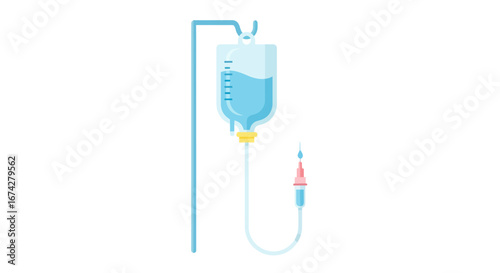 Illustration of intravenous drip providing treatment, symbol of care and medical treatment, for