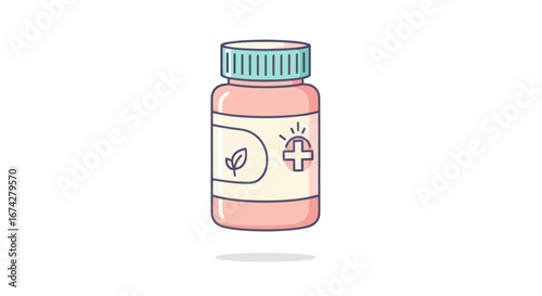 Illustrated holistic medicine bottle conveying wellness and alternative therapy options