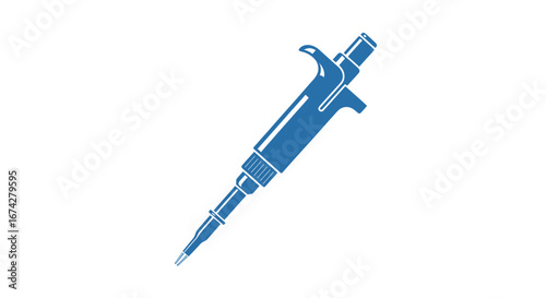 Precision instrument micropipette icon for medical or chemical laboratory blue color isolated on