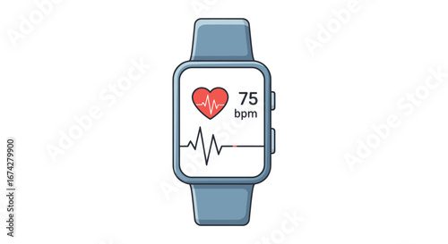 Digital wellness illustration featuring a smart watch monitoring vital heart rate with style