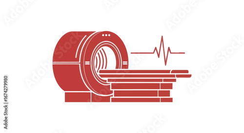 Advanced imaging technology symbolized by mri scan and a heart rate waveform for diagnostic purposes