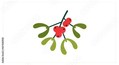 Festive sprig of mistletoe illustration evokes winter holidays traditions and folklore anticipation