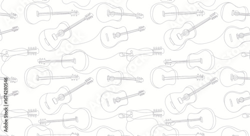 Elegant guitar contours flowing harmoniously across a pristine backdrop creating an artistic