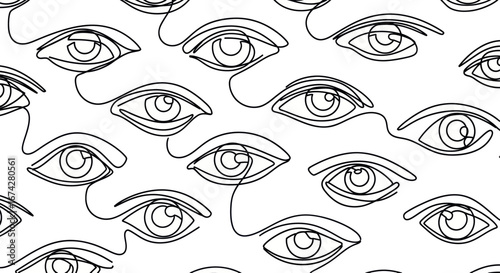 Mesmerizing gaze interconnected eyes continuous line art pattern design creating an artistic