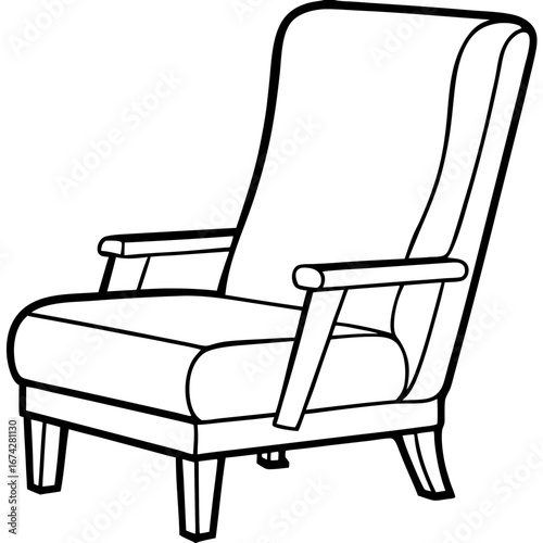 Side Profile Recliner Line Art