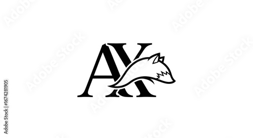 Elegant brandmark combining letterforms 'AX' with the sleek silhouette of a fox head