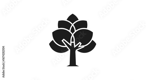Stylized tree illustration presenting nature's harmony with simplistic design and clean lines for