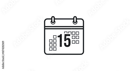 Stylized calendar icon graphic representing a specific date with minimalist design