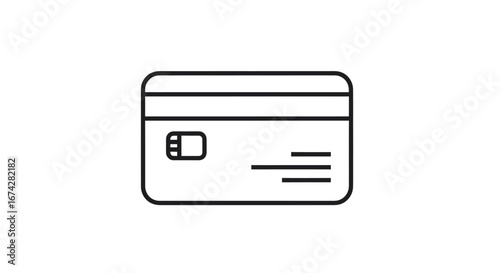 Minimalist outline illustration of a generic credit card for financial concepts and payments