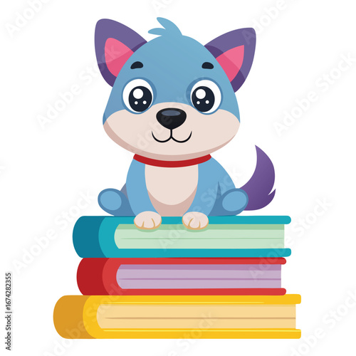Cute and happy baby pet animal character illustration