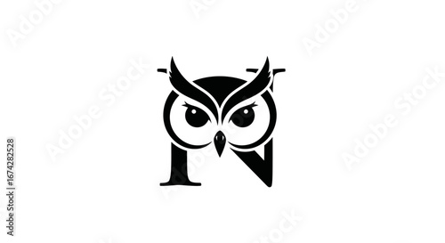 Striking owl logo formed from letters PN showcasing minimalist design approach