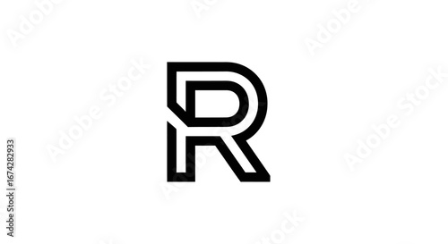Geometric letter R logo with double outline conveys strong and modern corporate design