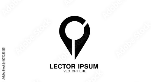 Minimalistic illustration of a map marker in black silhouette against white background