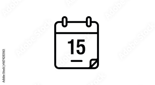 Graphical depiction of the calendar icon with the numerical figure fifteen marking a day