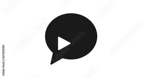Minimalistic play button inside speech bubble symbolizing video communication innovation