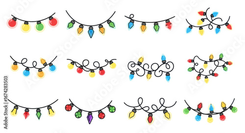 Diverse festive light strings collection creating a cheerful holiday atmosphere spreading joy and