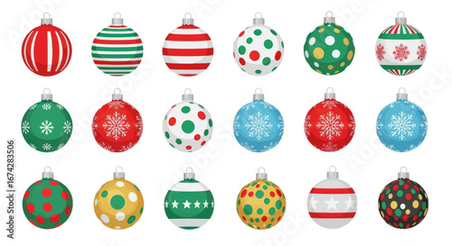 Assorted festive christmas ornaments with varied designs offering visual appeal and holiday cheer