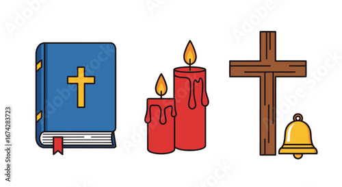 Symbolic illustration depicting faith, traditions, and sacred elements of religious rituals