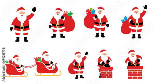 Festive santa claus illustration collection conveying the christmas spirit cheerfully and playfully