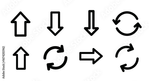 Directional flow in motion: an array of black arrow icons representing movement and cycle