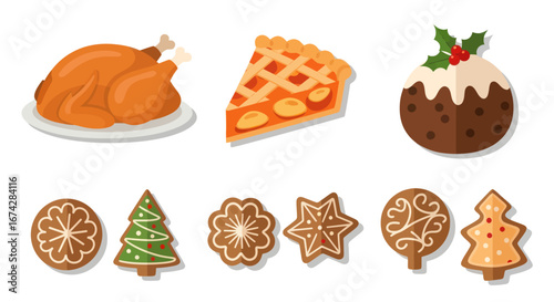 Holiday feast with traditional dishes and festive cookies celebrating togetherness