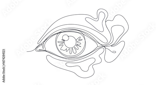 Single line eye art expressing clarity, vision and minimalistic aesthetics in linear design