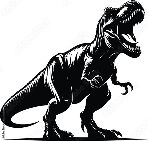 Giant Angry T-rex Roaring vector illustration isolated on white background