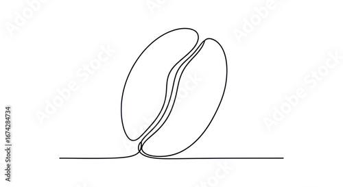 Elegant single line drawing of a coffee bean emphasizing minimalism and simplicity