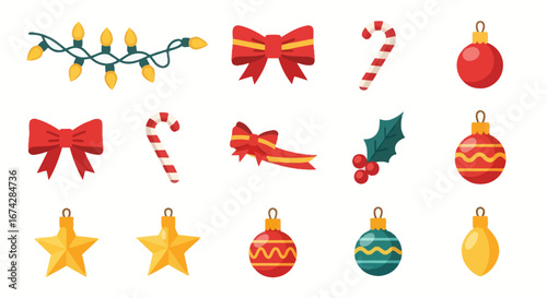 Festive Christmas decorations adorn a bright canvas with a cheerful holiday ambiance