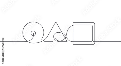 Geometric abstraction with continuous line creating simplistic shapes illustration