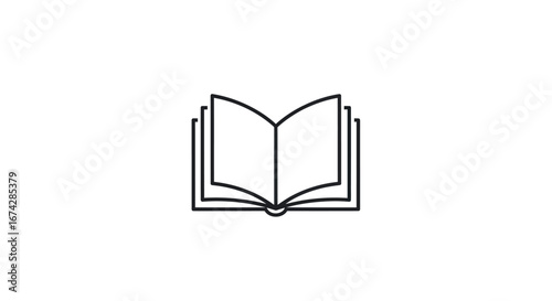 Minimalist open book outline illustration inviting exploration and new discoveries