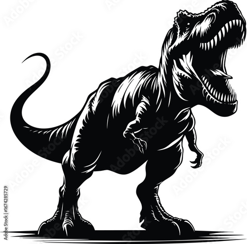 Giant Angry T-rex Roaring vector illustration isolated on white background