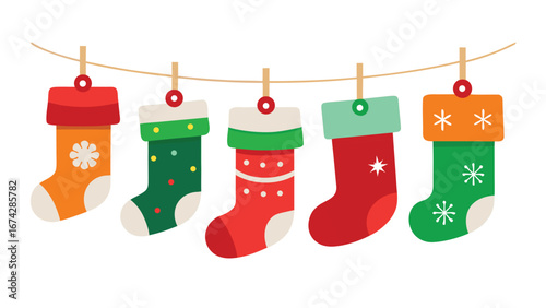 Christmas stocking vector isolated on white background