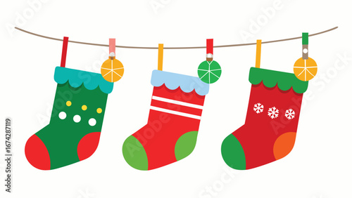 Christmas stocking vector isolated on white background