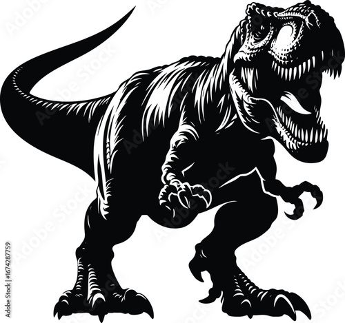 Giant Angry T-rex Roaring vector illustration isolated on white background