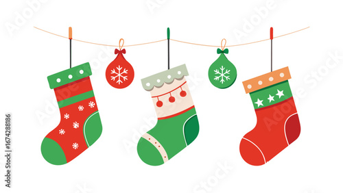 Christmas stocking vector isolated on white background