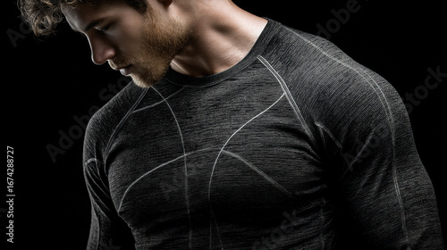 Modern athletic performance workout shirt for men, breathable and moisture-wicking sportswear designed for active lifestyles, gym, running, and training