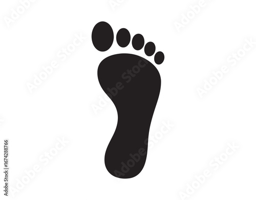 Footprint vector graphic. Symbol of a bare human foot. Sign of a pace imprint. Silhouette logo of a barefoot step.