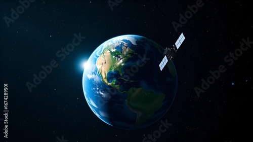 satelite satelites earth communications plante outer space - ai generated
