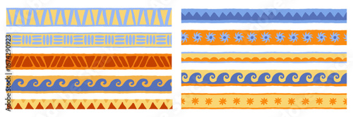 Vector set of linear frames and borders - abstract design elements for decoration or logo design templates in modern minimalist style with copy space for text, boho summer style