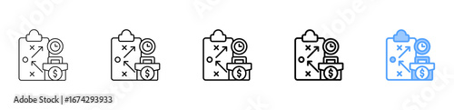 Business Plan Icon Different Style Outline Collection Set 