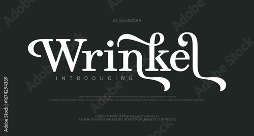Wrinkel Elegant alphabet letters font logo classic minimal fashion designs. Typography modern sans fonts and number for logo brand. vector illustration
