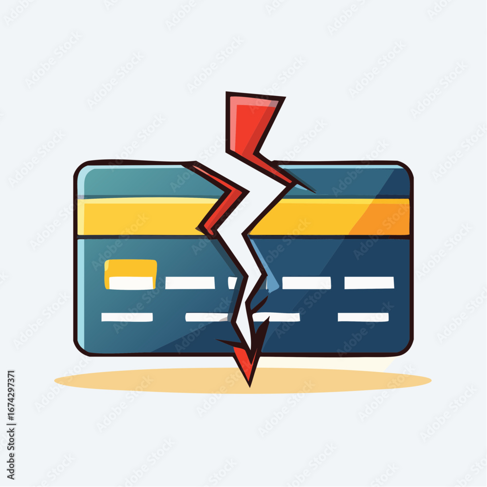 Fototapeta premium Broken Credit Card Illustration