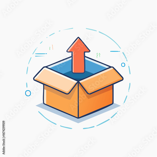 Open Box With Upward Arrow Graphic Design