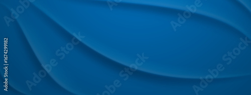 Smooth blue curves create a flowing abstract background effect.