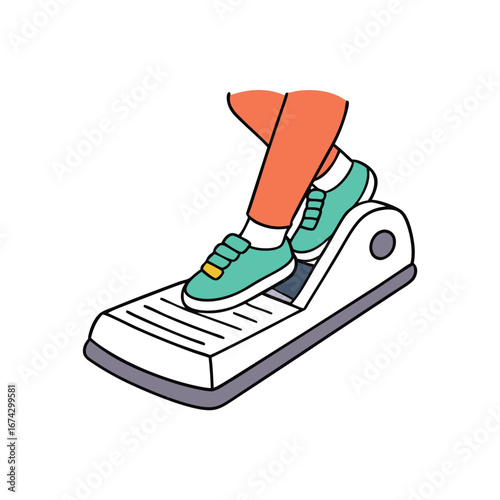 female foot pressing pedal on white background.eps